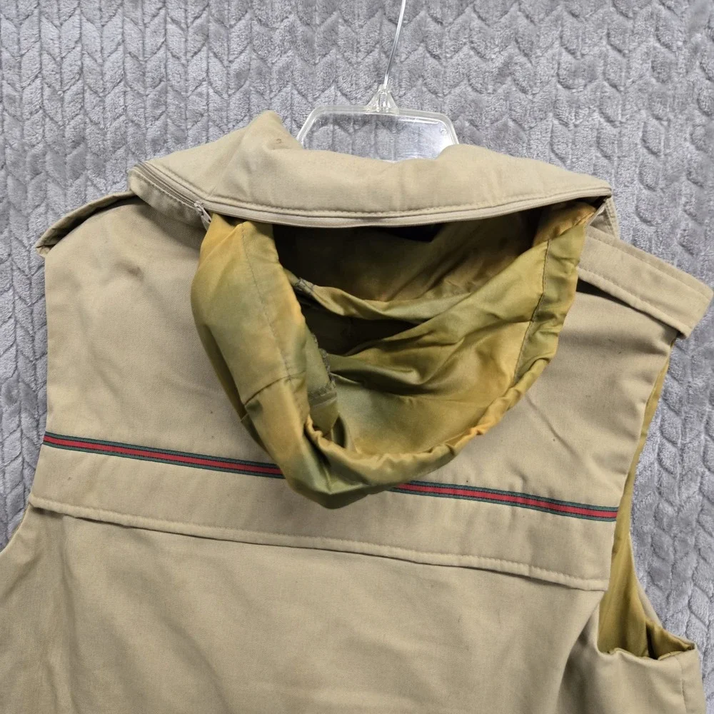 Vintage America's Cup Mens Large Life‎ Jacket Buoyant Vest Khaki Tan USA Stains*